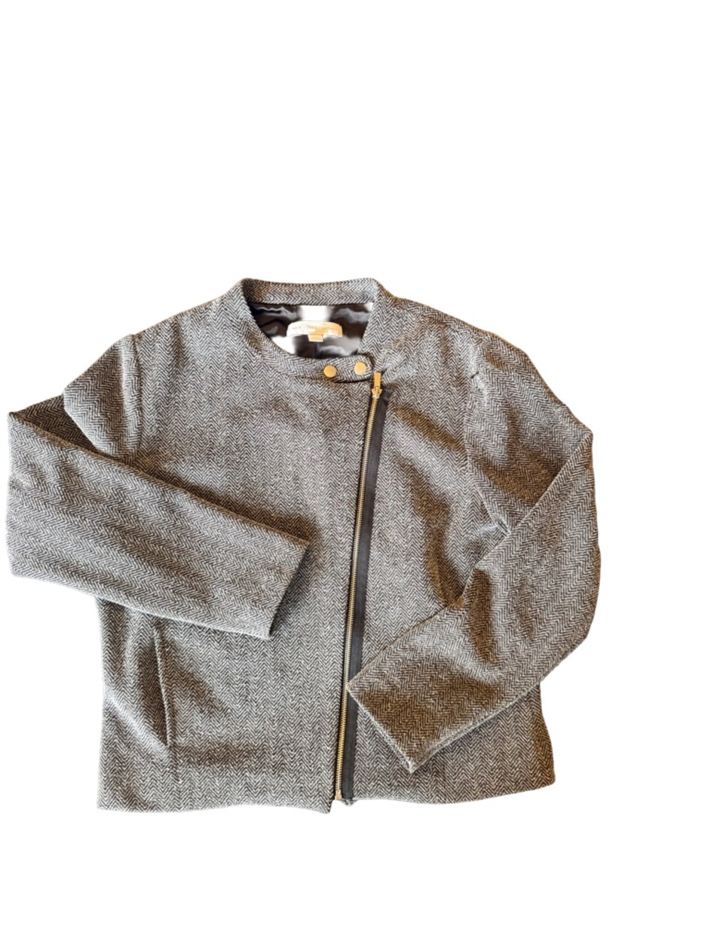 New York & Company Black and Gray Textured Herringbone Jacket